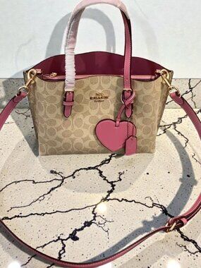Coach Pink Signature Canvas Crossbody Tote